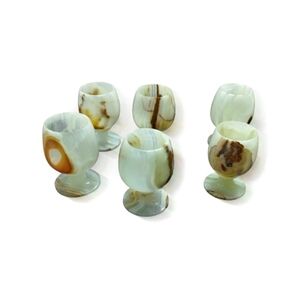 Carved Onyx Egg Cups Set of Six – Vintage Stone Tableware